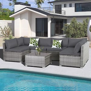 7-Piece Wicker Patio Conversation Set w/Table & Cushions only $379.99