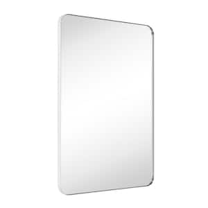 Kengston 20 in. W x 30 in. H Small Rectangular Stainless Steel Framed Wall Mounted Bathroom Vanity Mirror in Chrome