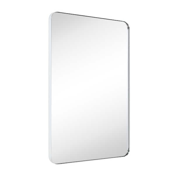 TEHOME Kengston 20 in. W x 30 in. H Small Rectangular Stainless Steel Framed Wall Mounted Bathroom Vanity Mirror in Chrome