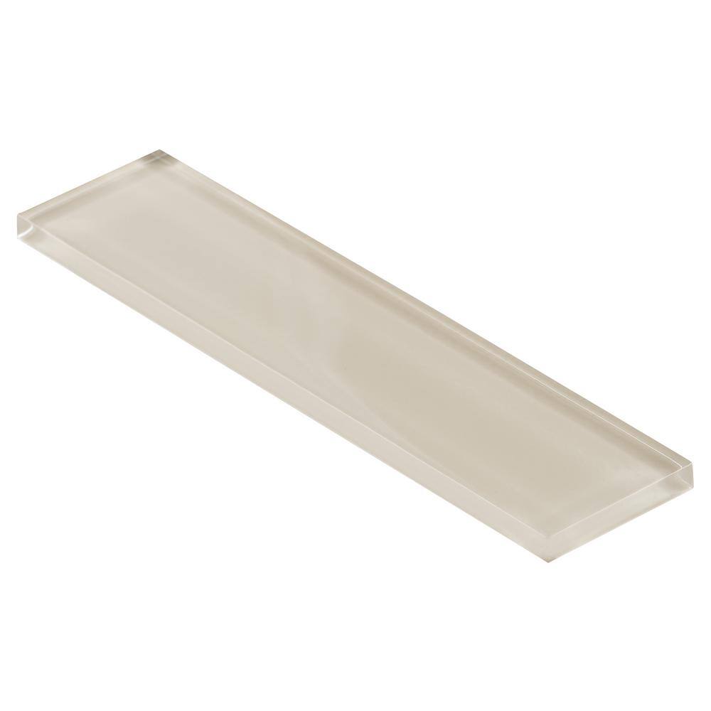 Beige 2" x 8" Polished Glass Subway Wall Tile