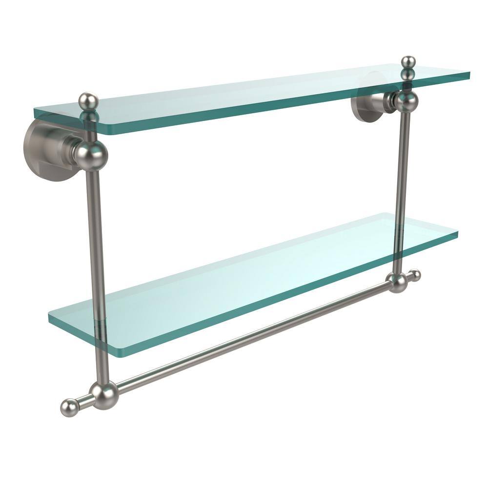 Allied Brass AP-2TB/22 Astor Place Collection 22 Inch Two Tiered Integrated Towel Bar Glass Shelf Antique Brass Allied Brass AP-2TB/22 Astor Place Collection 22 Inch Two Tiered Integrated Towel Bar Glass Shelf Antique Brass