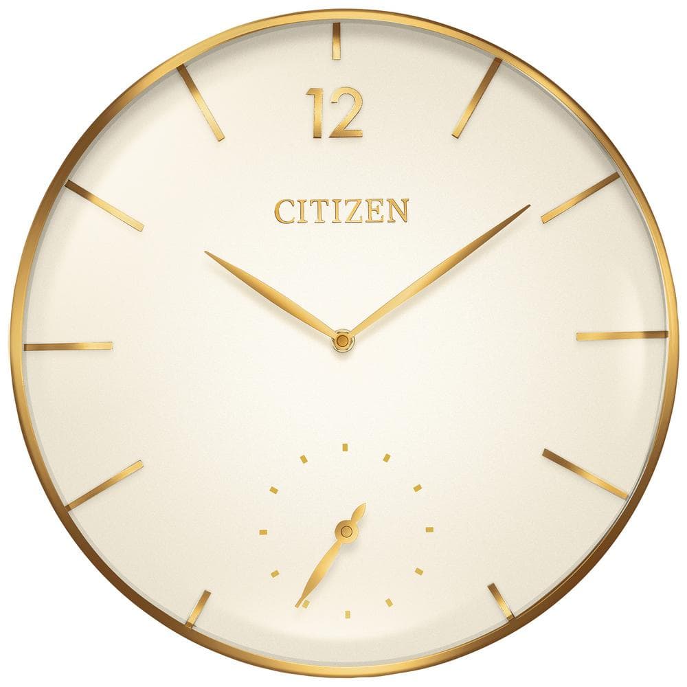 CITIZEN 16 in. GoldTone Large Oversized Wall Clock with Metal Case