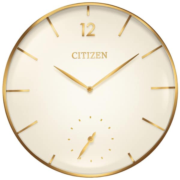 CITIZEN 16 in. Gold-Tone Large Oversized Wall Clock with Metal Case