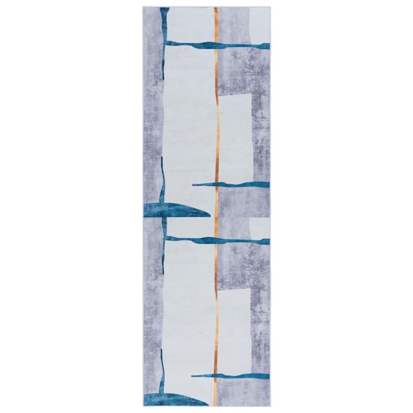Tacoma Gray/Light Gray 3 ft. x 8 ft. Machine Washable Abstract Geometric Runner Rug
