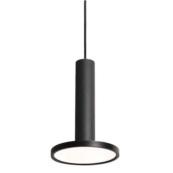 AFX Luna 60-Watt Integrated LED Black Pendant With White Acrylic Shade