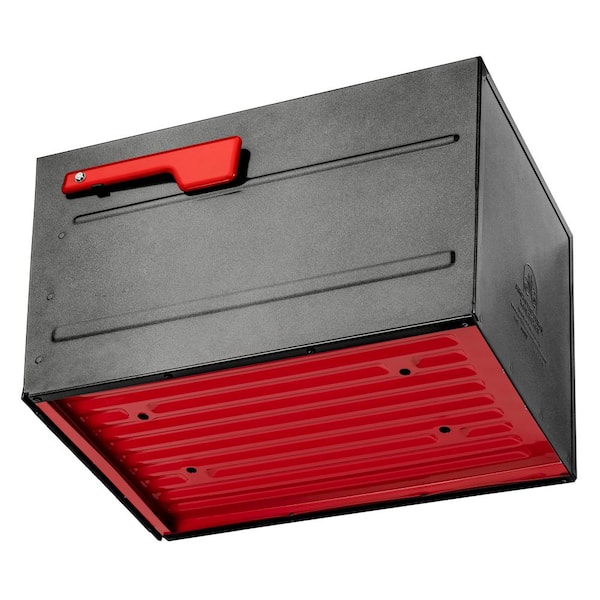 Oasis Eclipse Pewter Locking Parcel Mailbox with Red Flag Oasis Eclipse Pewter Locking Parcel Mailbox with Red Flag