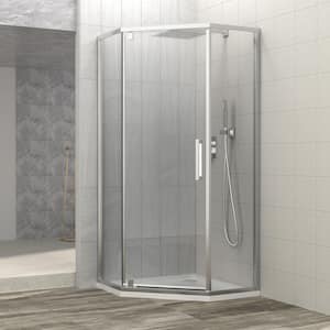 34.12 in. W x 72 in. H Neo Angle Pivot Framed Corner Shower Enclosure in Chrome Finish with Clear Glass