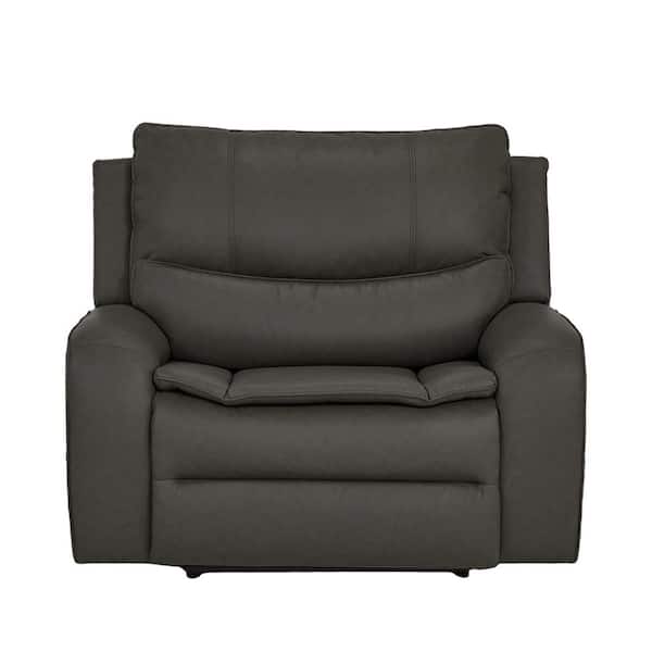 48.5 in Oversized Seat Dual-Power Faux Leather Recliner With Power Headrest in Gray