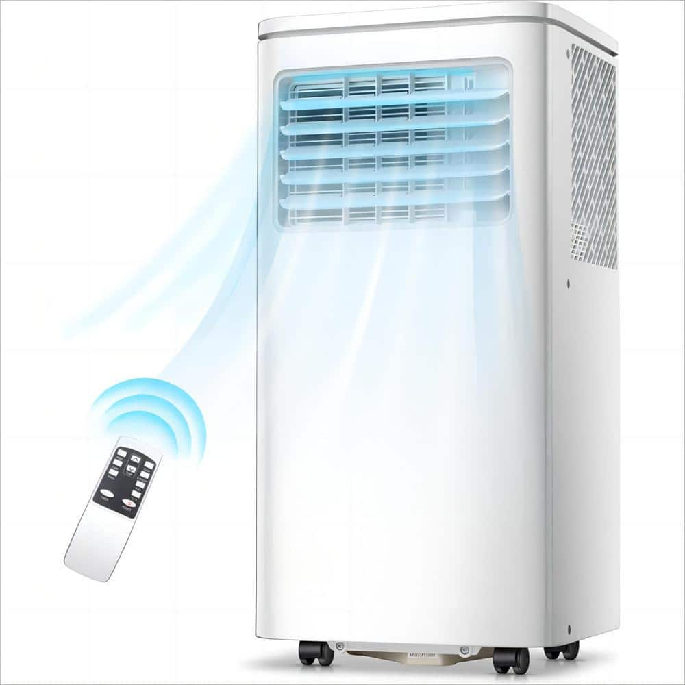 6,000 BTU DOE Portable Air Conditioner Cools 300 sq. ft. with Dehumidifier, Remote and 24-Hours Timer in White -  COWSAR, SZHD-A5405-10K