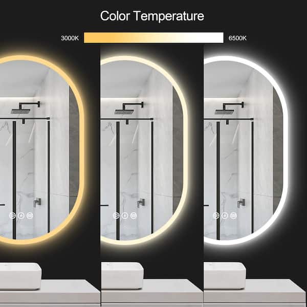 KINWELL 24 in. W x 36 in. H Oval Frameless LED Light