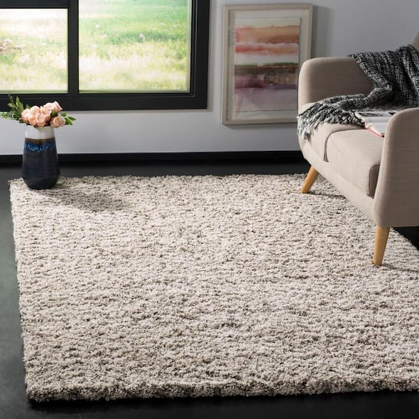 Hudson Shag Ivory/Gray 4 ft. x 6 ft. Geometric Striped Chevron Area Rug