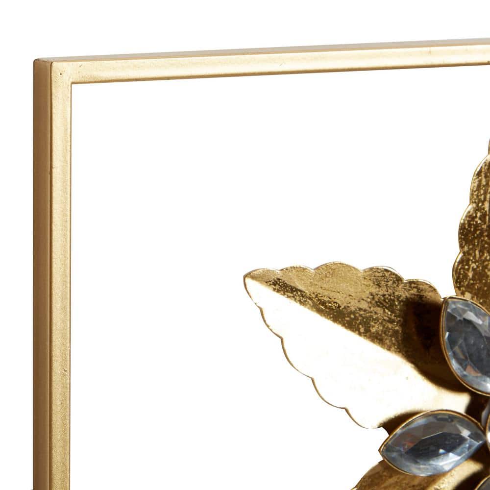 Elegant Gold Floral Metal Wall Sculpture Set, 12"W x 36"H