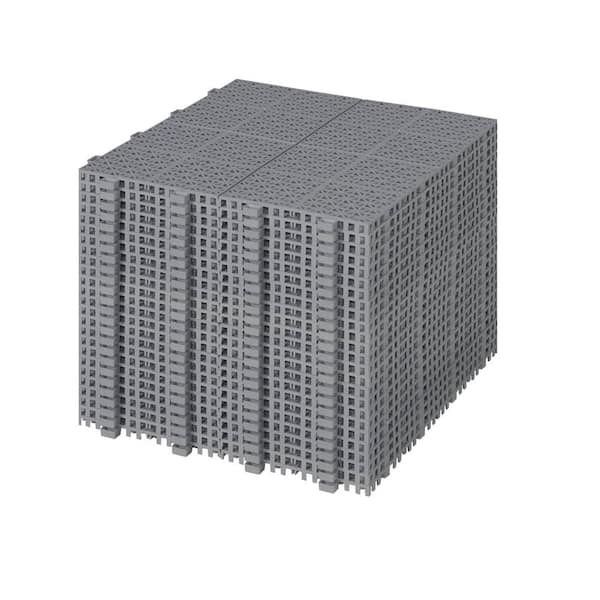 Misopily 12 x 12 in. Gray Interlocking Deck Tiles Plastic Waterproof Outdoor All-Weather Anti-Slip in Rosette Pattern (24-Pack)