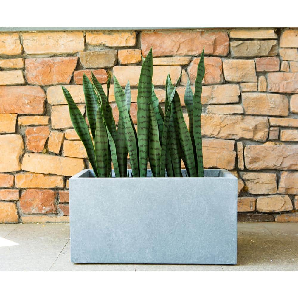 Modern Lightweight Concrete Outdoor Planter in Slate Gray