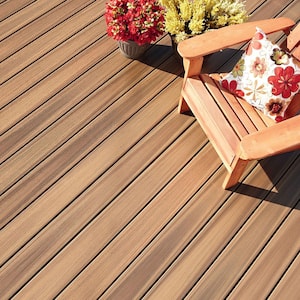Paramount 1 in. x 5-4/9 in. x 1 ft. Brownstone Grooved Edge Capped Composite Decking Board Sample