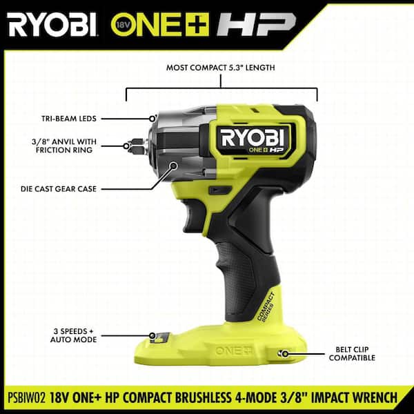 ONE+ HP 18V Brushless Cordless Compact 3/8 in. Impact Wrench (Tool Only)