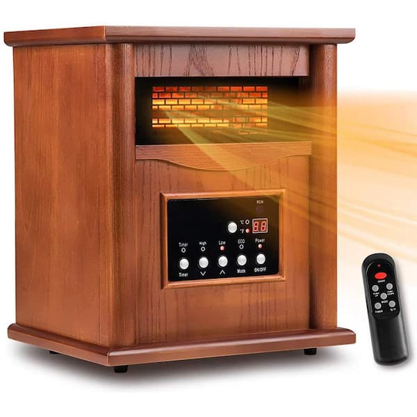 Lifeplus 1500-Watt Browns 3 Elements Electric Cabinet Quartz Portable Heater Infrared Space Heater with Remote Control