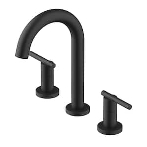 Parma 8 in. Widespread Double Handle Bathroom Faucet 1.2 GPM with Metal Touch Down Drain in Satin Black