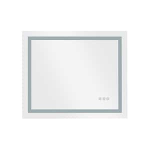 36 in. W x 30 in. H Rectangular LED Lighted Wall Bathroom Makeup Mirror with Smart Touch Button and Memory Function