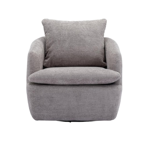 32.48 in. W Gray Chenille Swivel Barrel Chair ML-2184G - The Home Depot