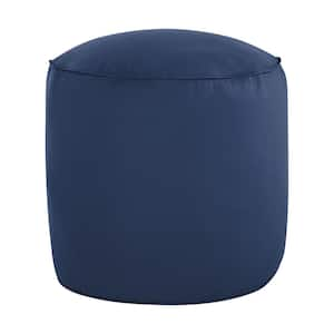 Sunbrella Canvas Navy Round Outdoor Bean Pouf 20 in. x 20 in. x 18 in.