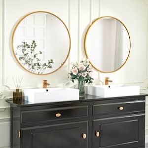 30 in. W x 30 in. H Round Aluminum Alloy Framed Gold Wall Mirror