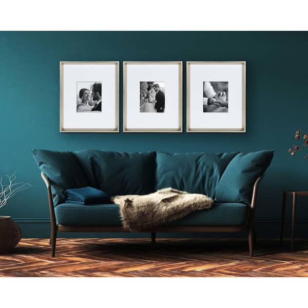 Calter 16 in. x 20 in. Matted to 8 in. x 10 in. Silver Picture Frame (Set of 3)