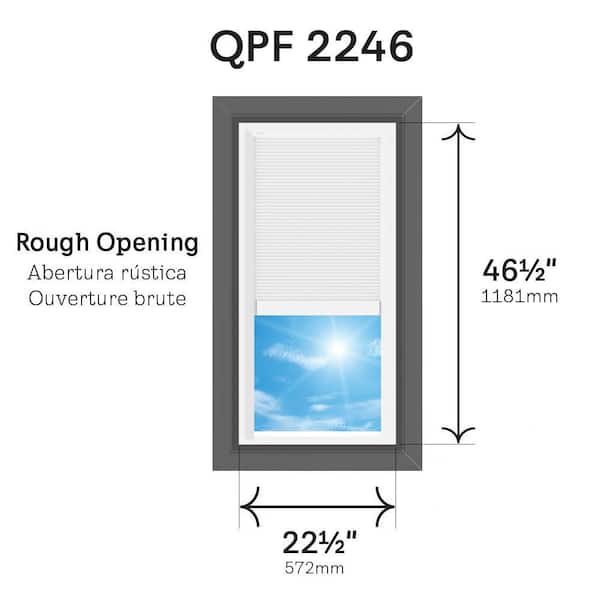 22-1/2 x 46-1/2 in. Fixed Self Flashed Skylight with Laminated Low-E3 Glass and White Solar Powered Room Darkening Shade