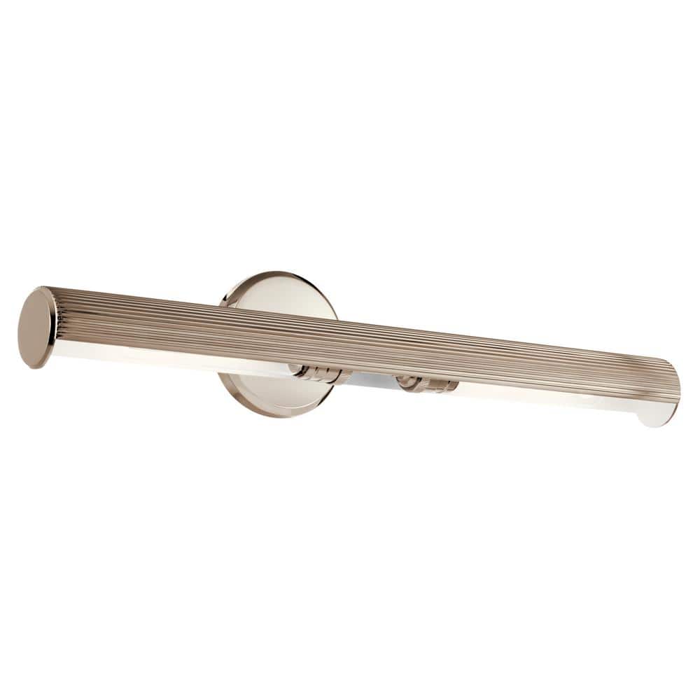 KICHLER Midi 24 in. 2-Light Polished Nickel LED Hallway Indoor Wall Sconce Picture Light with Adjustable Arm