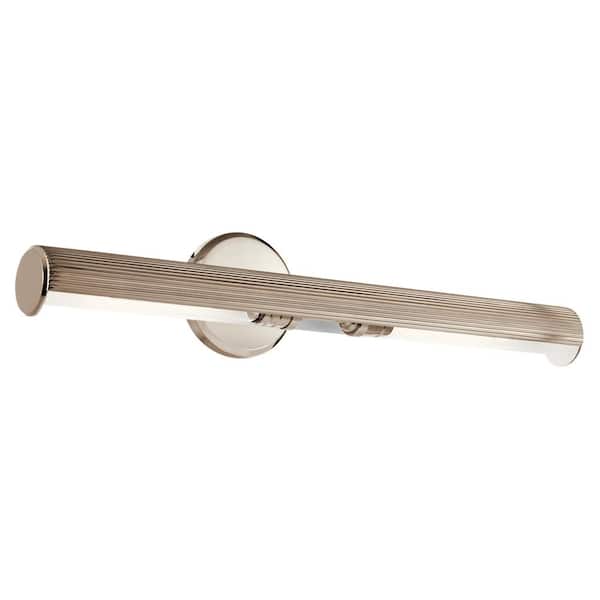 KICHLER Midi 24 in. 2-Light Polished Nickel LED Hallway Indoor Wall Sconce Picture Light with Adjustable Arm