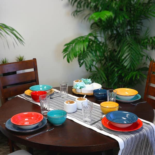 Color Speckle 28-Piece Casual Assorted Colors Stone Dinnerware Set (Service for 4)