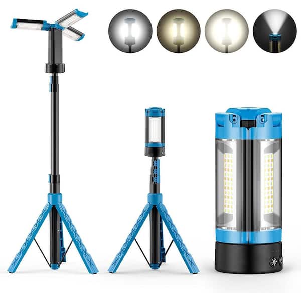 Portable 2200-Lumen LED 3-Head Tripod Work Light 10000mAh Adjustable for Camping and Jobsite