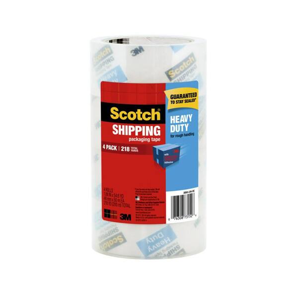 Photo 1 of Scotch 1.88 in. x 54.6 yds. Heavy Duty Shipping Packaging Tape ((4-Pack)