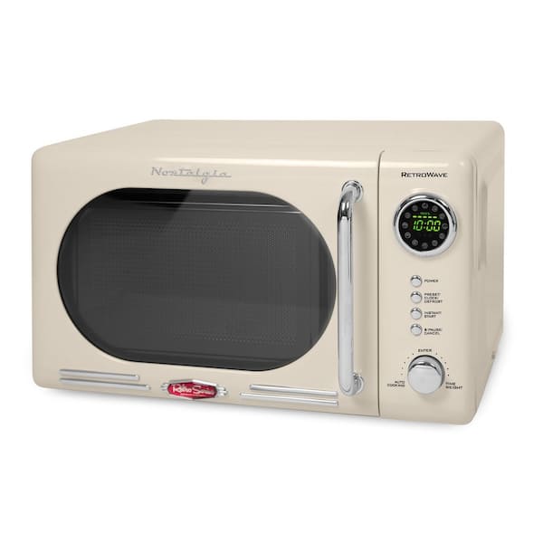 Nostalgia Retro 0.7 cu. ft. 700-Watt Countertop Microwave Oven in Beige