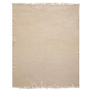 Adelie Tan/Cream Solid Farmhouse Organic Turkish Cotton Throw Blanket