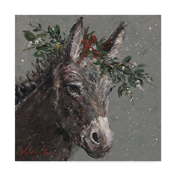 Trademark Fine Art Mary Beth The Christmas Donkey by Mary Miller Veazie Animal Art Print 18 in. x 18 in.