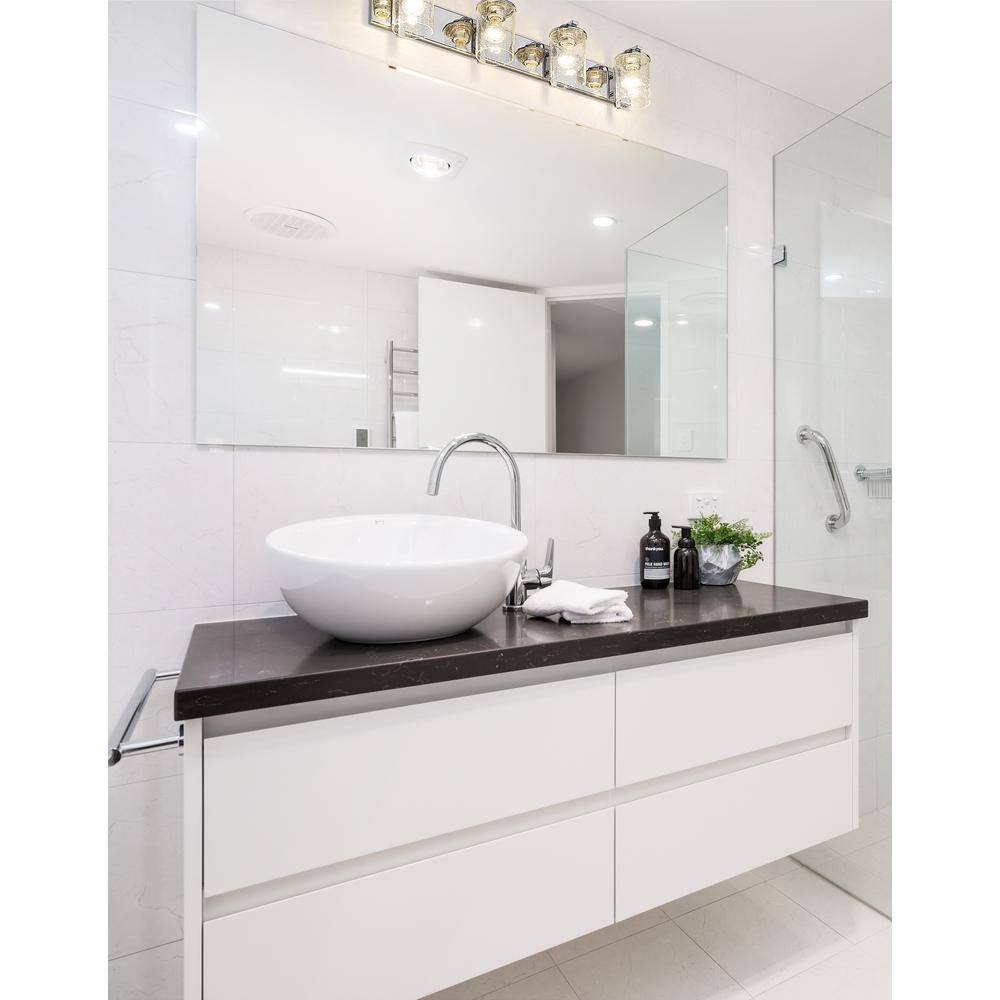 Beckett 34" Chrome 4-Light Vanity with Glass Shades