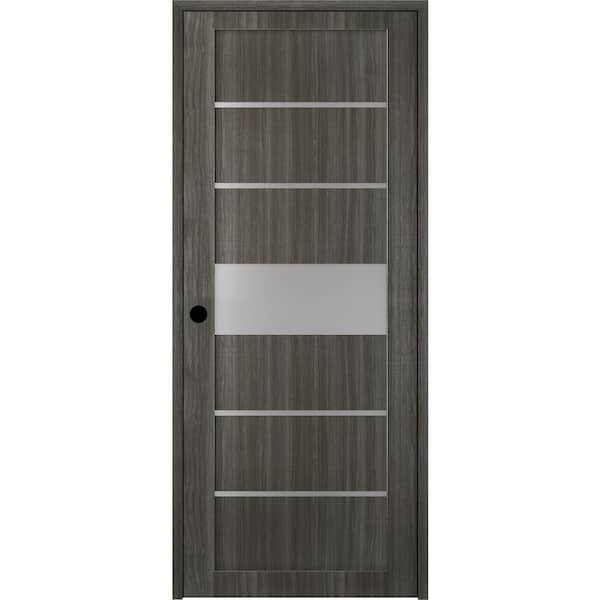 Belldinni Siah 32 in. x 80 in. Right-Hand 5-Lite Frosted Glass Solid Core Gray Oak Composite Single Prehung Interior Door