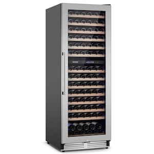 23.54 in Dual Zone Cellar Cooling Unit in Silver 154-Bottles 2-Shapes of Door Handles Removable Shelves-Touch Control