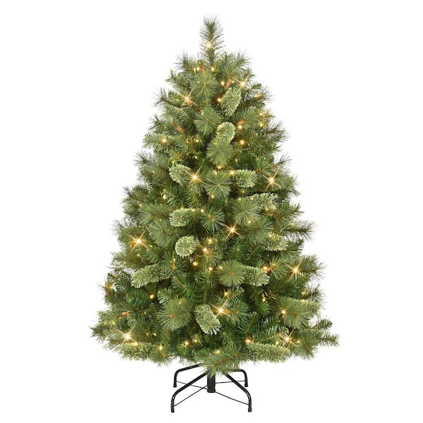 4.5 ft. Pre-Lit Teton Pine Artificial Christmas Tree with 200 LED Lights