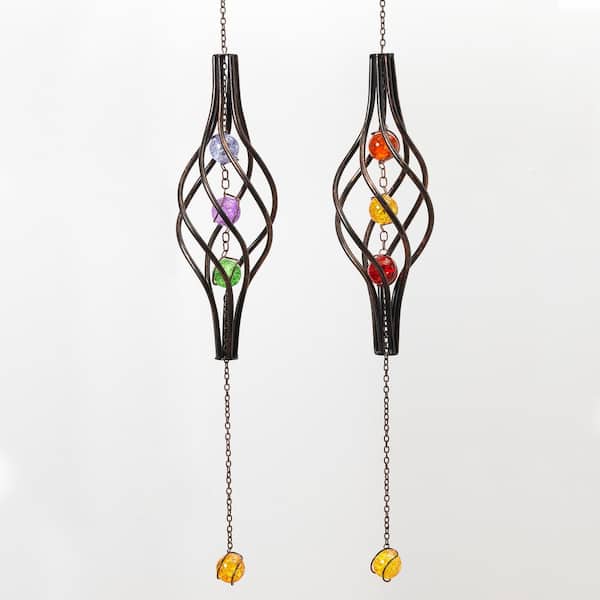 Outdoor Garden Decor Silver Hanging Crystals Wind Chimes Rainbow Maker with  Iris Effect