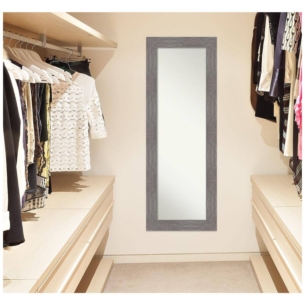 Silver Full Length Bathroom Mirror with Pinstripe Plank Frame