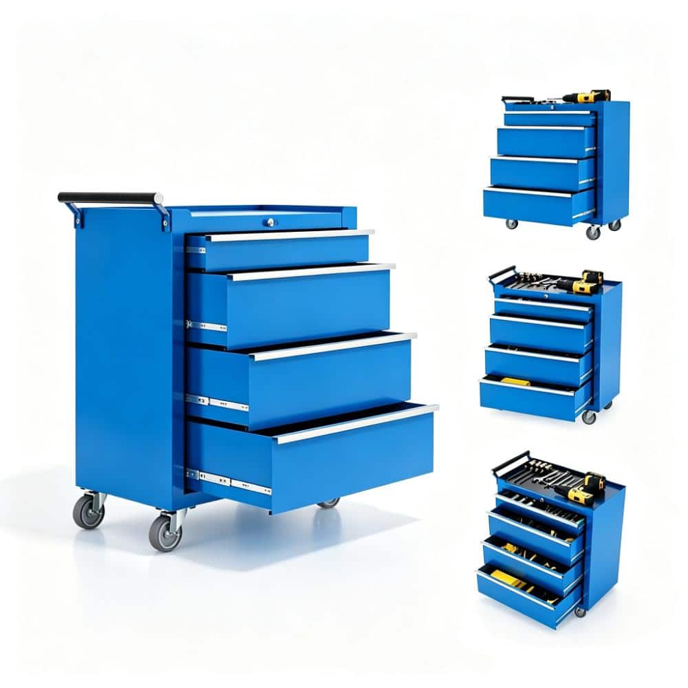 "4-Drawer Rolling Tool Chest with Drawers & Lock, 24"" Compartment Tool Box Cart with Lockable Wheels & Drawer Liners" price history on PriceWatchPro