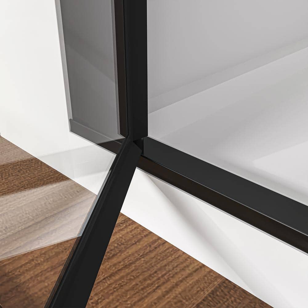 Matte Black Frameless Pivot Shower Door with Clear Glass