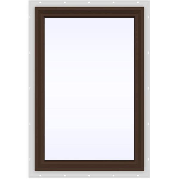 JELD-WEN 23.5 in. x 35.5 in. V-2500 Series Brown Painted Vinyl Picture Window w/ Low-E 366 Glass