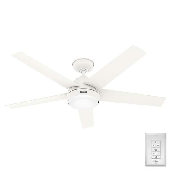 Hunter Skyflow 52 in. Indoor/Outdoor Matte White Standard Ceiling Fan with Soft White Integrated LED and Remote Included