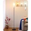 EDISHINE 63 in. Traditional Black and Golden Standard 1-Light Floor Lamp for Living Room with Beige Drum Shade HLFL09C