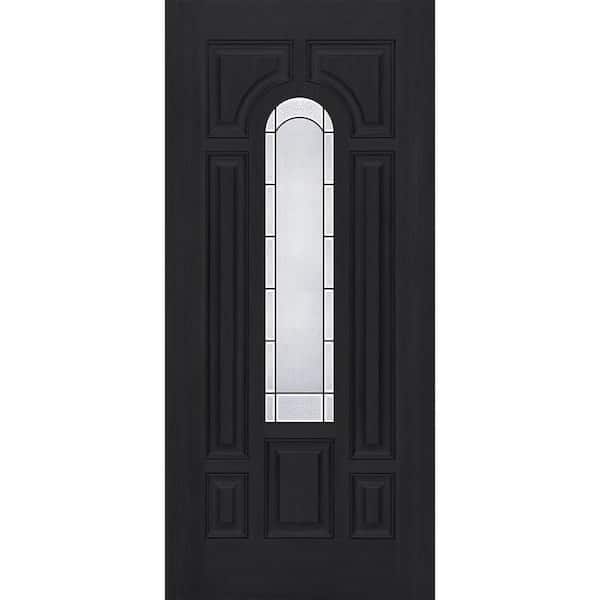Regency 36 in. x 80 in. Universal Handing Center Lite Empire Deco Glass Onyx Fiberglass Front Door Slab