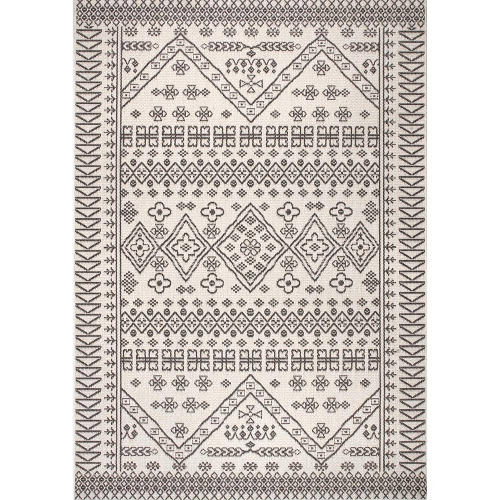 Reversible Ivory Synthetic 62"x24" Easy Care Area Rug