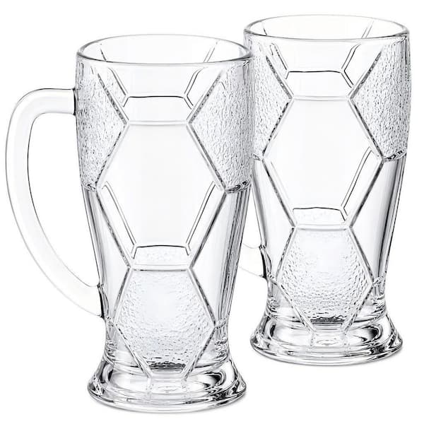 World Cup 2026 Soccer Beer Stein, 22 oz. Crystal Dishwasher Safe Novelty Pint Glass, Kitchen Drinkware, (Set of 2)